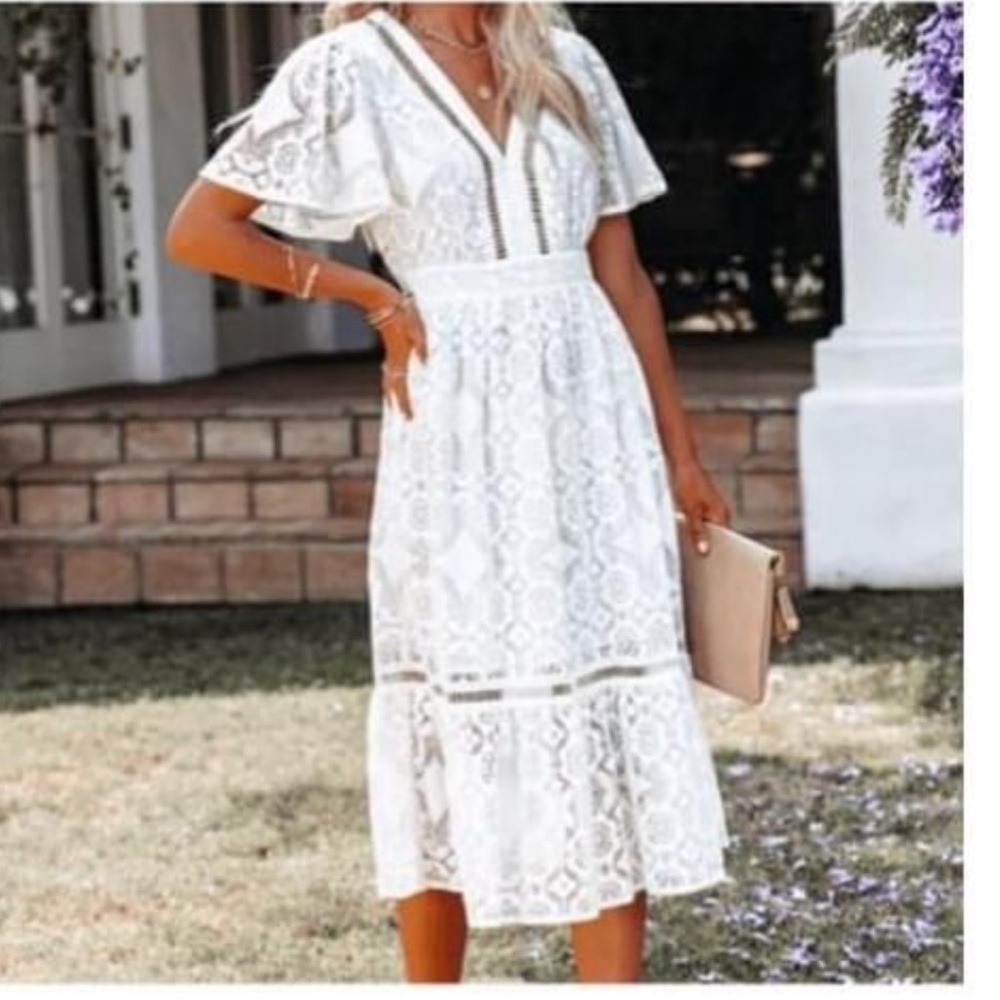 VICI White Lace Midi dress